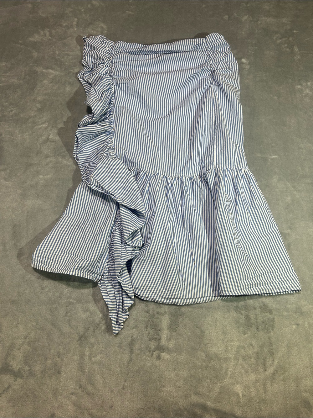 Maeve Anthropologie Blue/White Pinstriped Ruffle Skirt-size 4